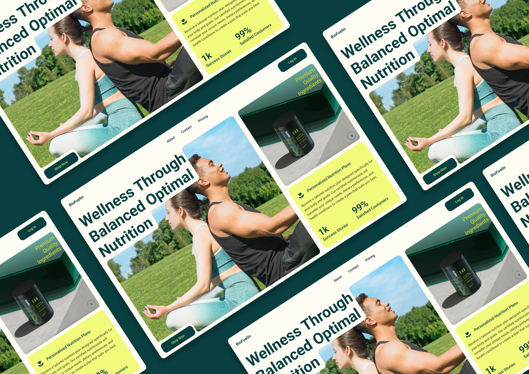 Wellness Landing Page Design bentodesign calmness green landingpage protein ui uiux webdesign wellness yellow