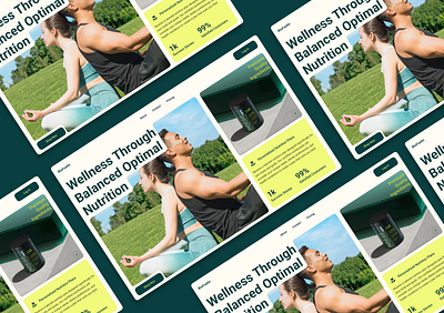 Wellness Landing Page Design bentodesign calmness green landingpage protein ui uiux webdesign wellness yellow