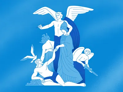 Sculptures and seagulls #1 2023 character character design design illustration italy rome sculptures seagull thought vector