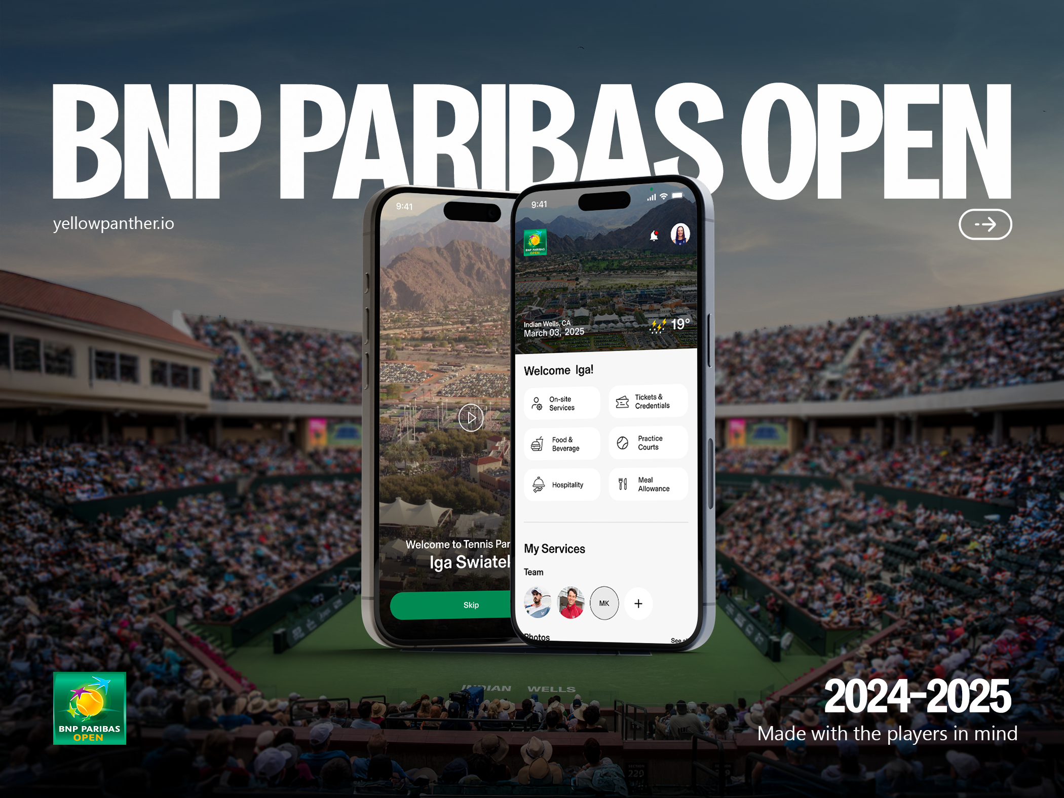 BNP PARIBAS OPEN mobile app open players app sports tennis ui ux