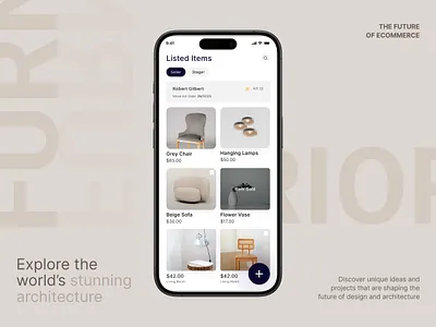 Modern E-Commerce UI for Furniture & Home Goods appdesign branding design design agency design for sales digital product design ecommerce dashboard ecommercedesign furniture ui mobile commerce modern retail ui online shopping platform prototyping shopify design ui ui ux design ux