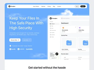 Cloudpro - SaaS Cloud Storage clean design design landing page ui uiux web design