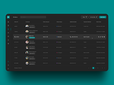 Orderville | CRM Concept concept crm design filter grid table ui ux
