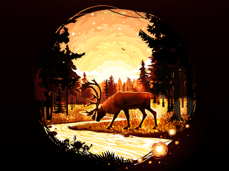 Example of Reindeer in Golden Light 🦌