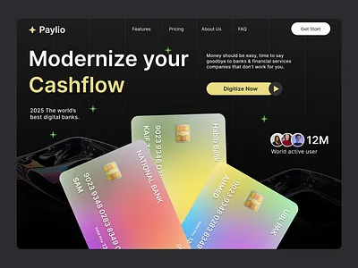 Paylio - Finance Landing Page ai app design finance fintech graphic design hero section modern ui ui ui ux ux website