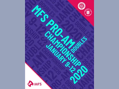 Squash Pro-Am championship flat graphic design interlocking minimal pink purple squash teal text textography tournament