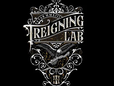 Treigning Lab custom lettering eagle emblem hand drawn illustration old school vintage