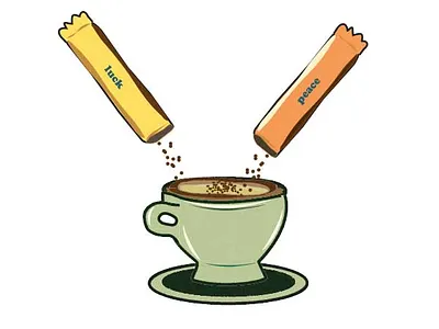 luck and peace coffee design illustration logo