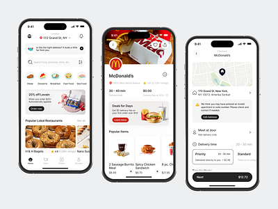 Feta - Food Delivery App app clean courier delivery design food food app food delivery food delivery app mobile mobile app mobile app design mobile design order restaurant shop simple ui uiux ux