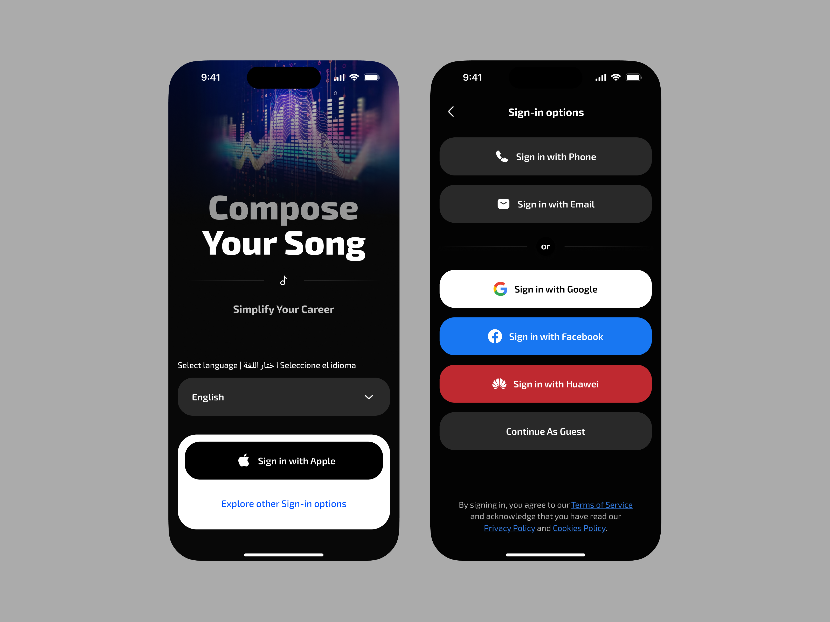 Sign In Music app app design clean ui figma graphic design login minimal mobile mobile app modern ui music sign in ui ui design user experience user interface ux ux design uxui welcome