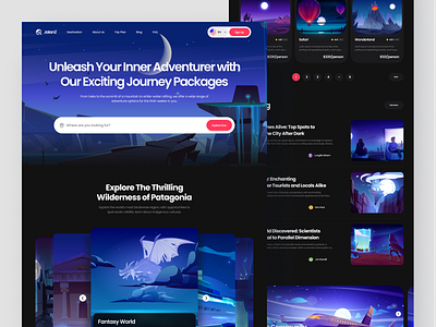 Jalan2 - Travel Landing Page adventure clean creative dark dark mode design destination journey landing page ticket travel traveling trip ui ux vacation web web design website