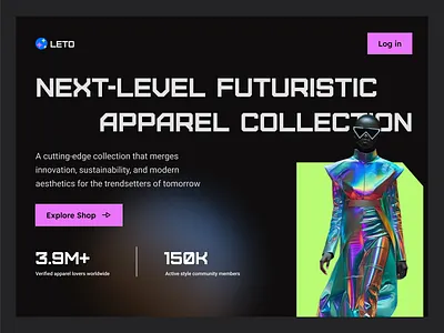 E-commerce Dark theme Hero header 2025 cloth dark ecommerce futuristic header hero ui ux web website