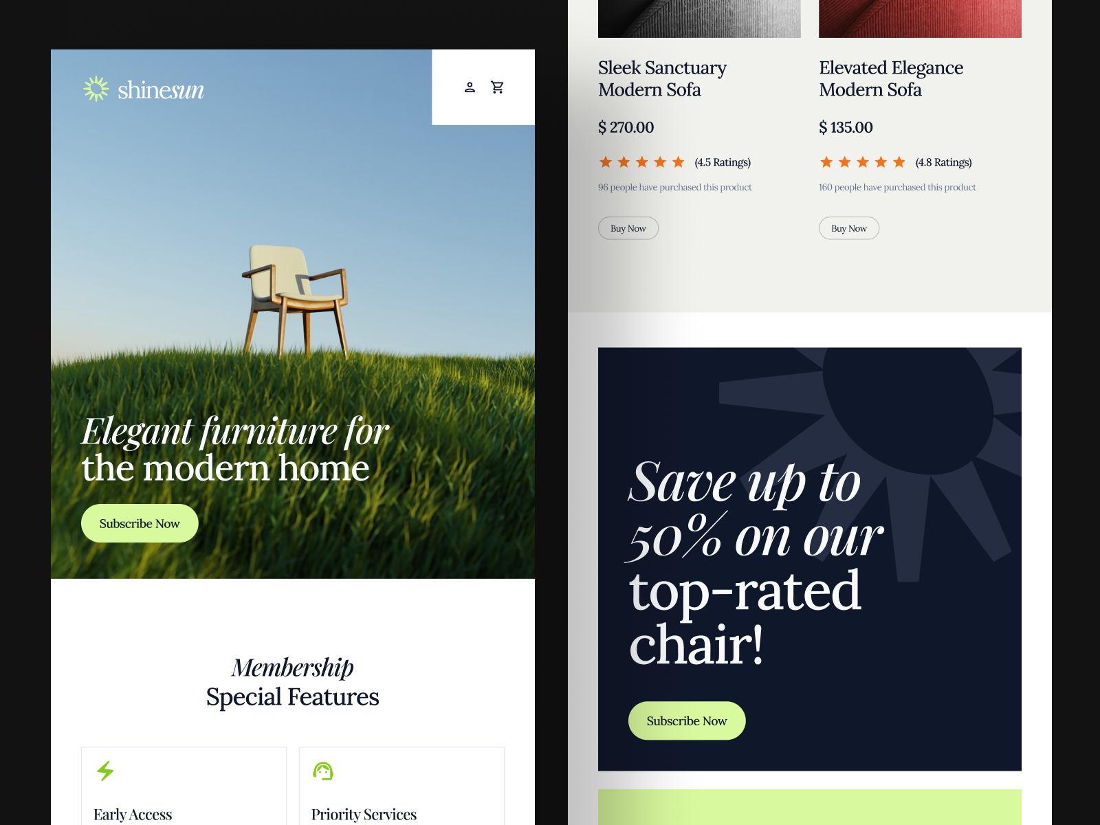 ShineSun - Furniture Email Newsletter chair clean ecommerce email emailnewsletter fresh furniture mail newsletter slab slabdsgn ui uiux uiuxdesign ux