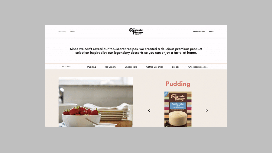 The Cheesecake Factory at Home: Website Redesign ui ux