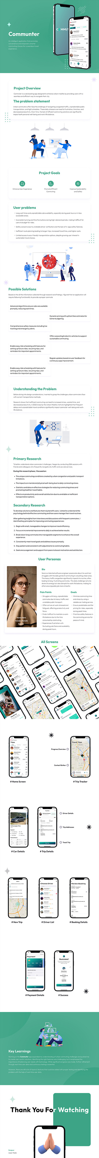 Communter Mobile App Case Study app design case study graphic design ui design uiux design ux design web deisgnmobile app website design