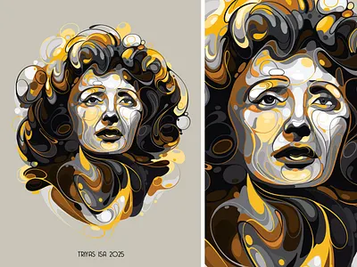 Édith Piaf abtract artstyle artwork colorful curve design illustration inspirational legendary monochrome portrait portrait illustration singer unique vector vectorart yellow