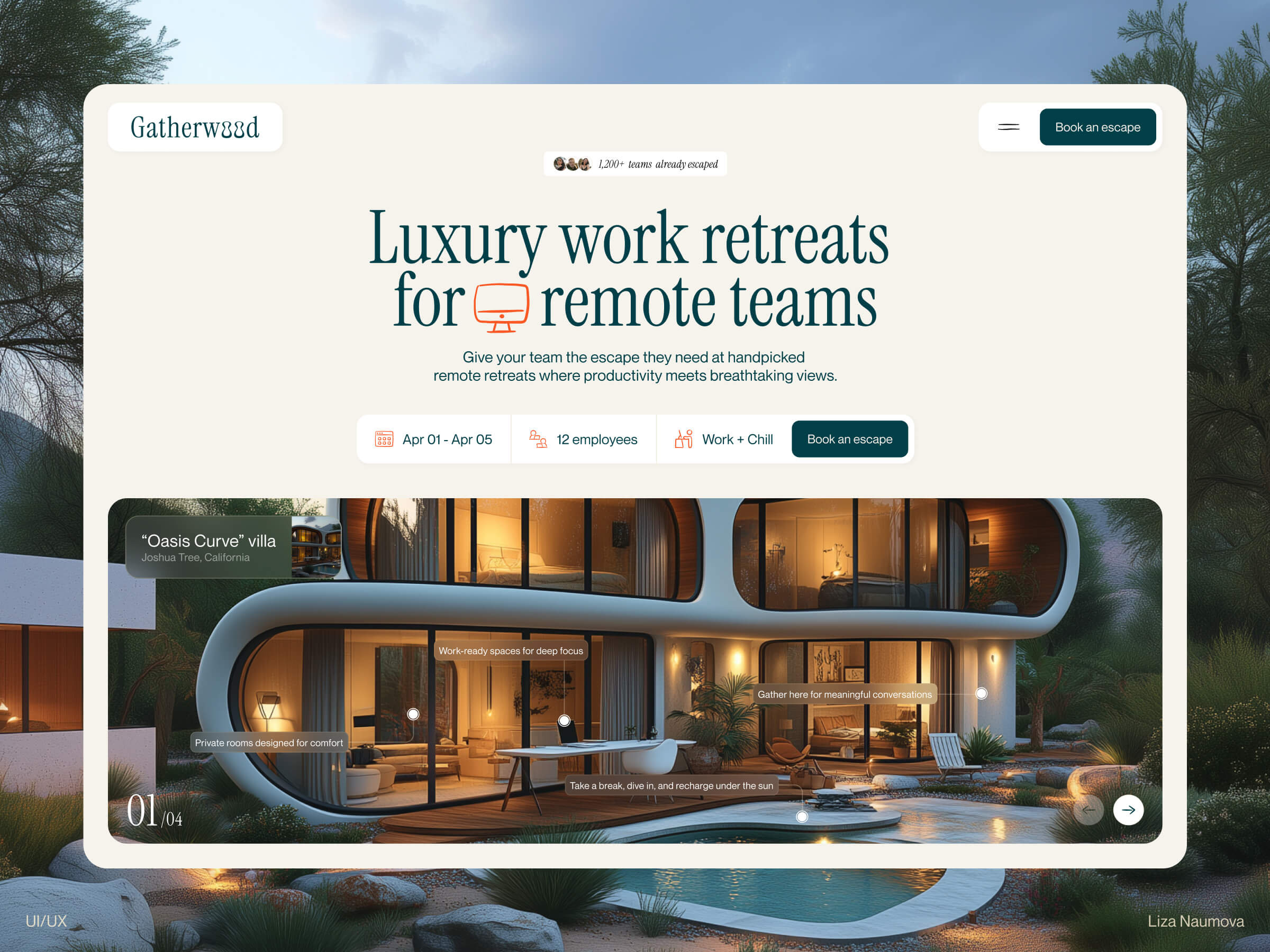 B2B website animation — Remote team retreats animation b2b booking platform branding colors eco design landing page product design software startup typography ui ux uxui visuals website