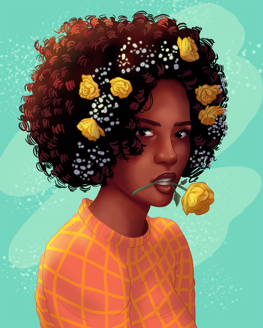 Flowers apparel book cover character design character illustration feminine floral flowers hair illustration pattern portrait roses