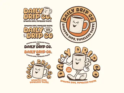 Daily Drip Co Bundle Package Design branding design graphic design illustration logo mascot mascot logo mountain nature vector vintage vintage logo