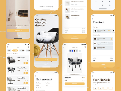 New Furniture App UI Kit app mobile application design figma download figma freebies free figma download freebies furniture app furniture design furniture mobile illustration mobile app ui ui design ui ux uikit ux design