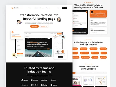 GoNotion - Web Builder Landing Page | No Code Web Builder build builder cms component dark mode dev tool drag and drop elementor landing page no code page builder saas saas landing page web builder web development webflow website builder website concept website creator wordpress