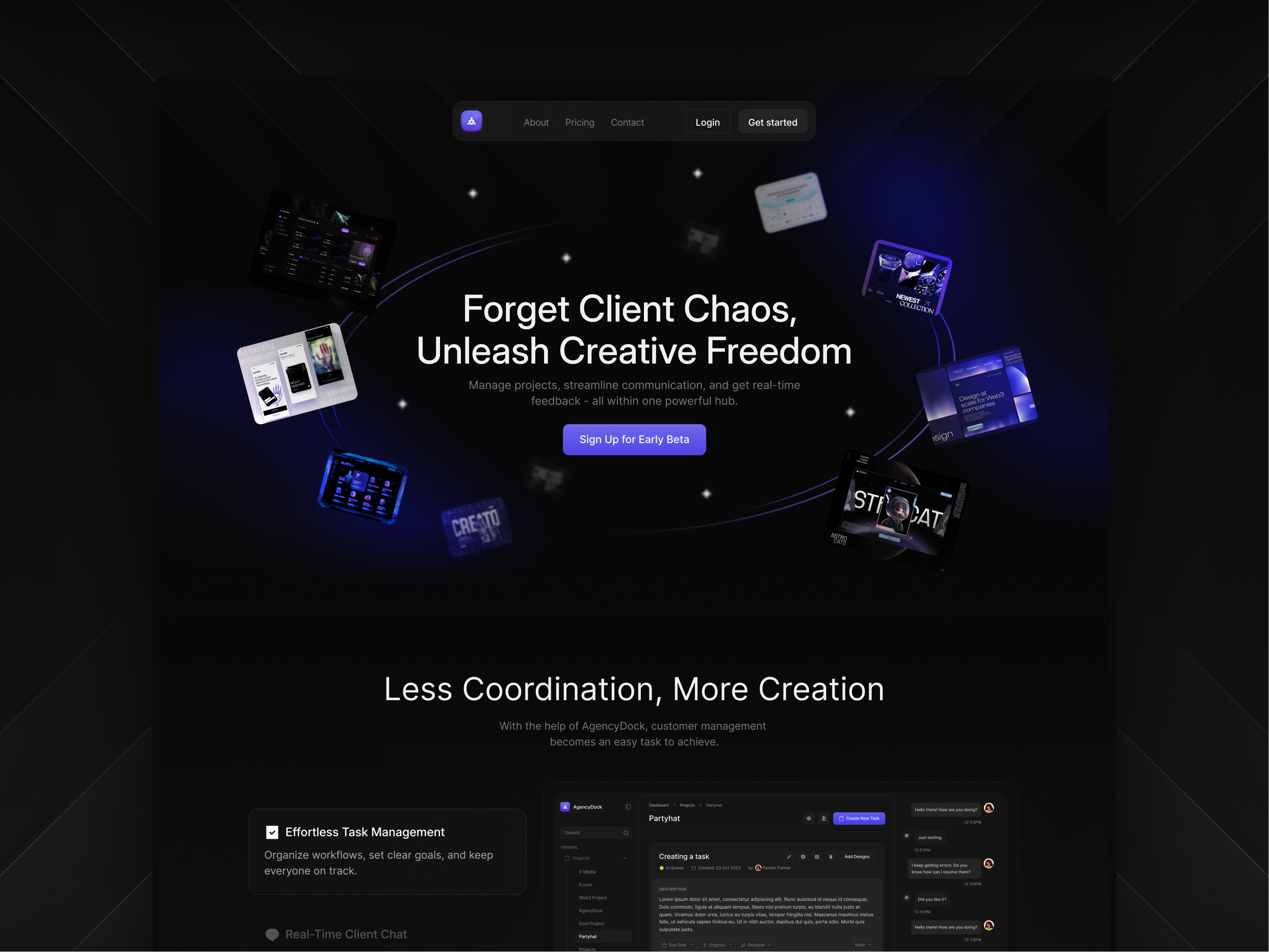 Example of AgencyDock: UI design for effortless agency workflow