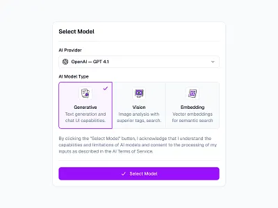 Model Selection 🧠 design dialog input minimal modal popup saas select ui web design