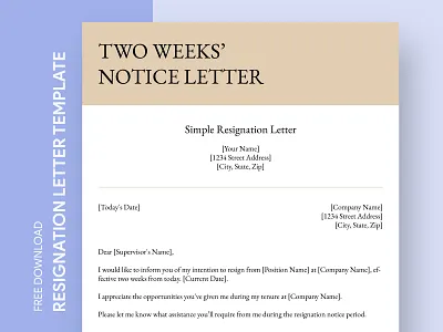 Two Weeks Resignation Letter Free Google Docs Template dismissal doc docs document google job letter ms notice print printing resign resignation retirement template templates word