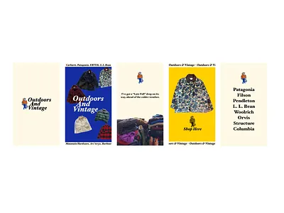 Outdoors & Vintage Thrift Story Posts advertisment branding design ebay illustration instagram logo mobile outdoors shop social media story post thrift vintage