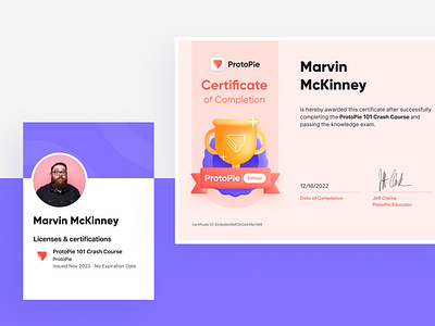 ProtoPie School: Certificate now available! animation design designtool illustration interactiondesign nocode productdesign protopie prototype prototyping ui ux