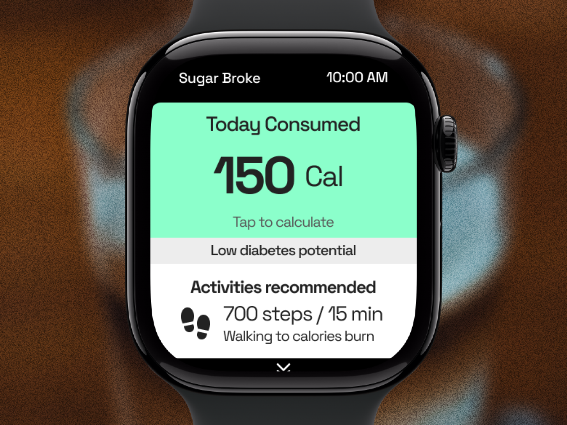 Glucose Calculation on Smartwatch beverage calories drink glucose health product smartwatch ui uiux ux