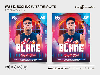 Free DJ Booking Flyer Template + Instagram Post (PSD) club dj event events flyer flyers free freebie party photoshop print printed psd template templates