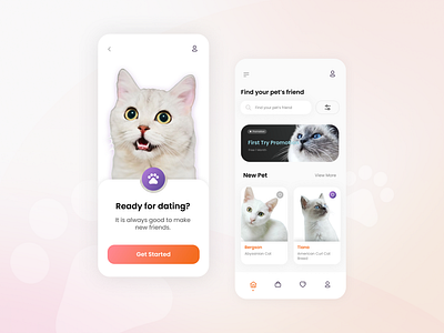 Pet match - Find your pet's friend app cat clean daily 100 challenge daily ui dating light mode match pet pet care product design ui ux