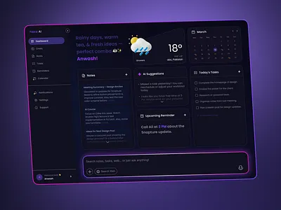 A personalized AI-powered productivity assistant! ai dashboard productivity ui