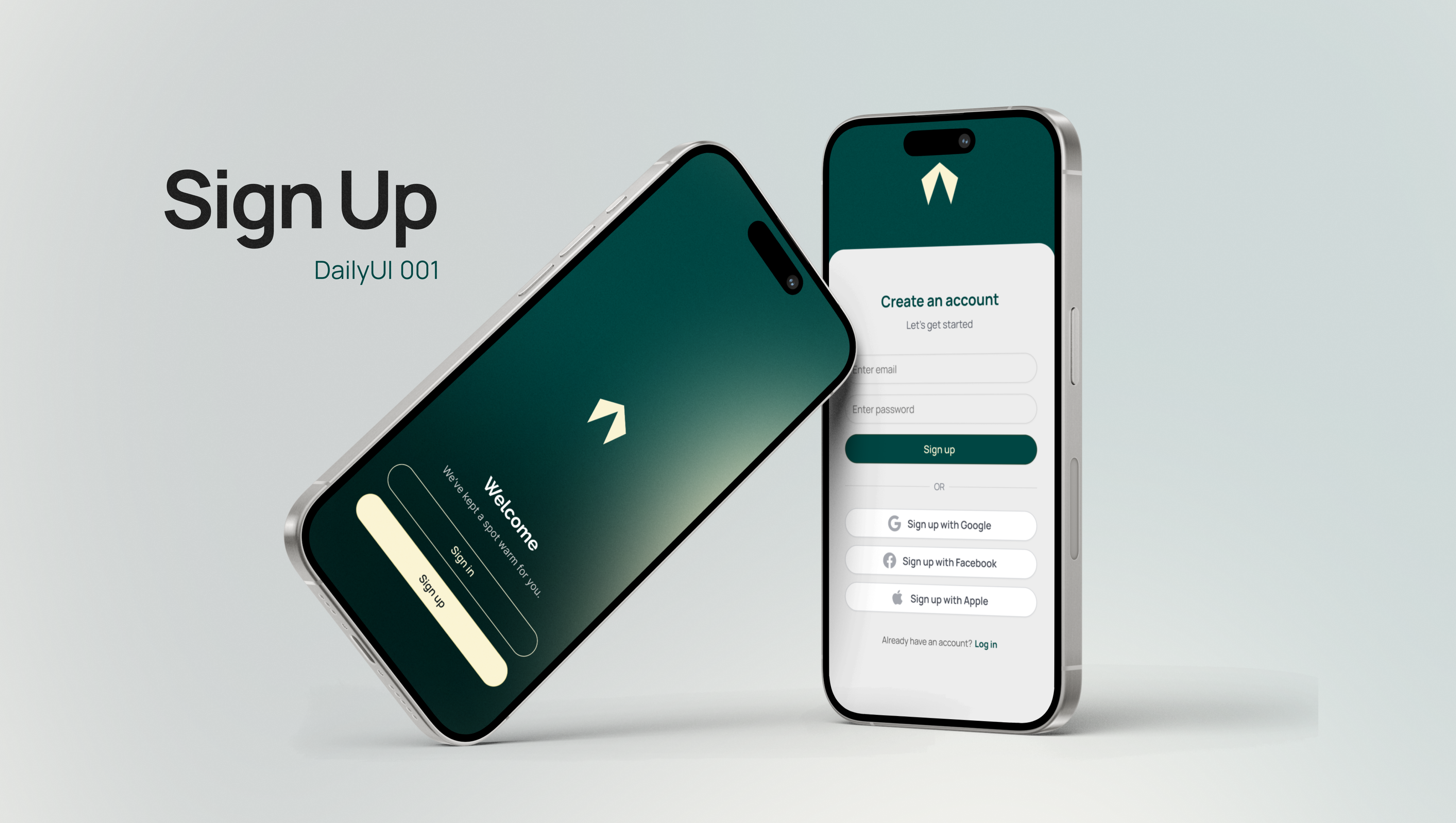 #DailyUI - 001 - Sign Up app app design design figma green mockup photoshop sign up signup signup app ui ui design