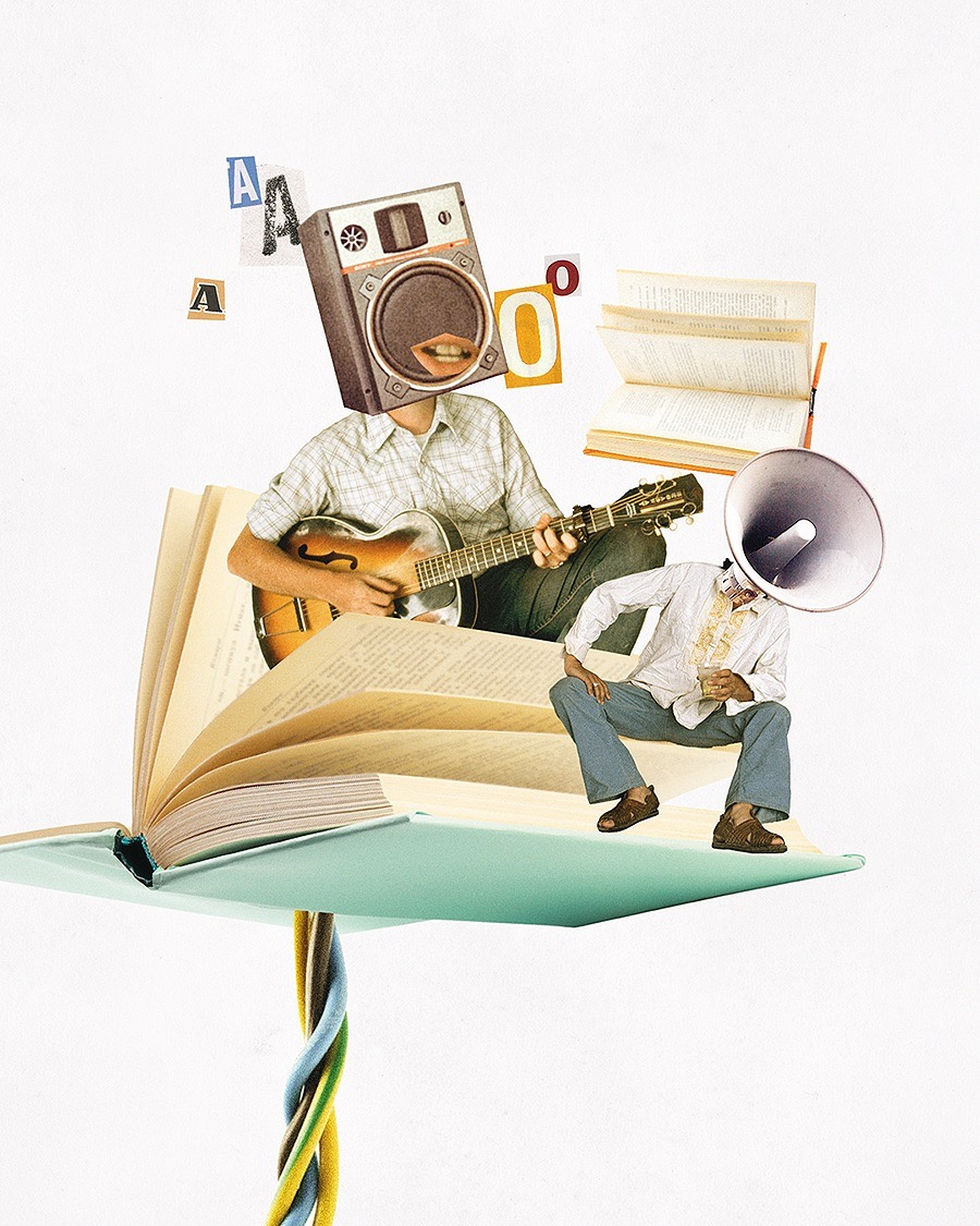 AEGIS singing books aegis artwork book collage culture illustration mixed media poster ulm
