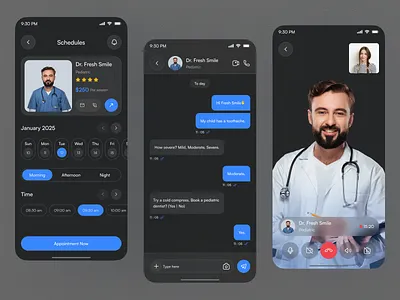 Healthcare App Messaging & Video Call UI Design app appointment app call chat chatting design doctor doctor booking app dribbbledesign health app healthcareapp ios app medical app message messaging mobile online doctor booking telehealth ui video call
