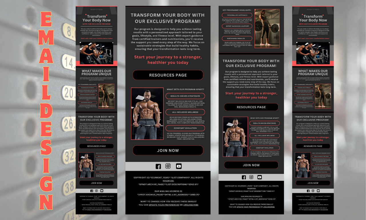 Email Template Design for Fitness Club email campaign design email design email newsletter design email template design klaviyo email template landing page design mailchimp email design mailchimp email template newsletter design newsletter template popup form design signup form design template design