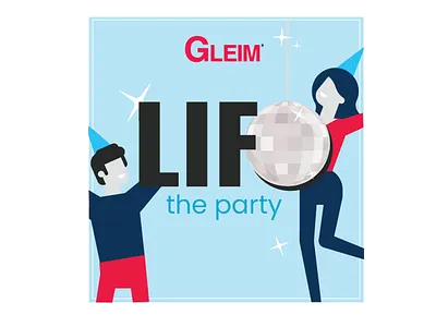 Gleim Publications, 'LIFO the party' sticker design graphic design illustration