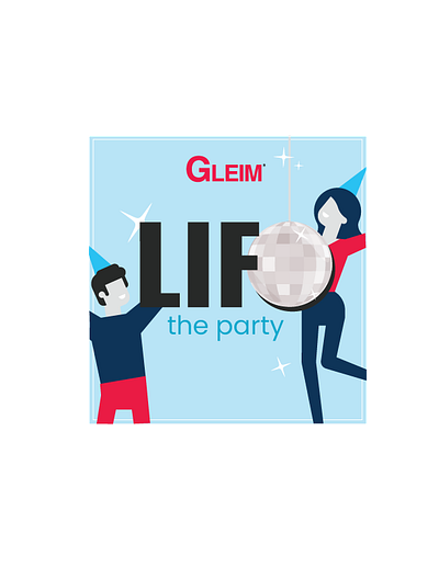 Gleim Publications, 'LIFO the party' sticker design graphic design illustration