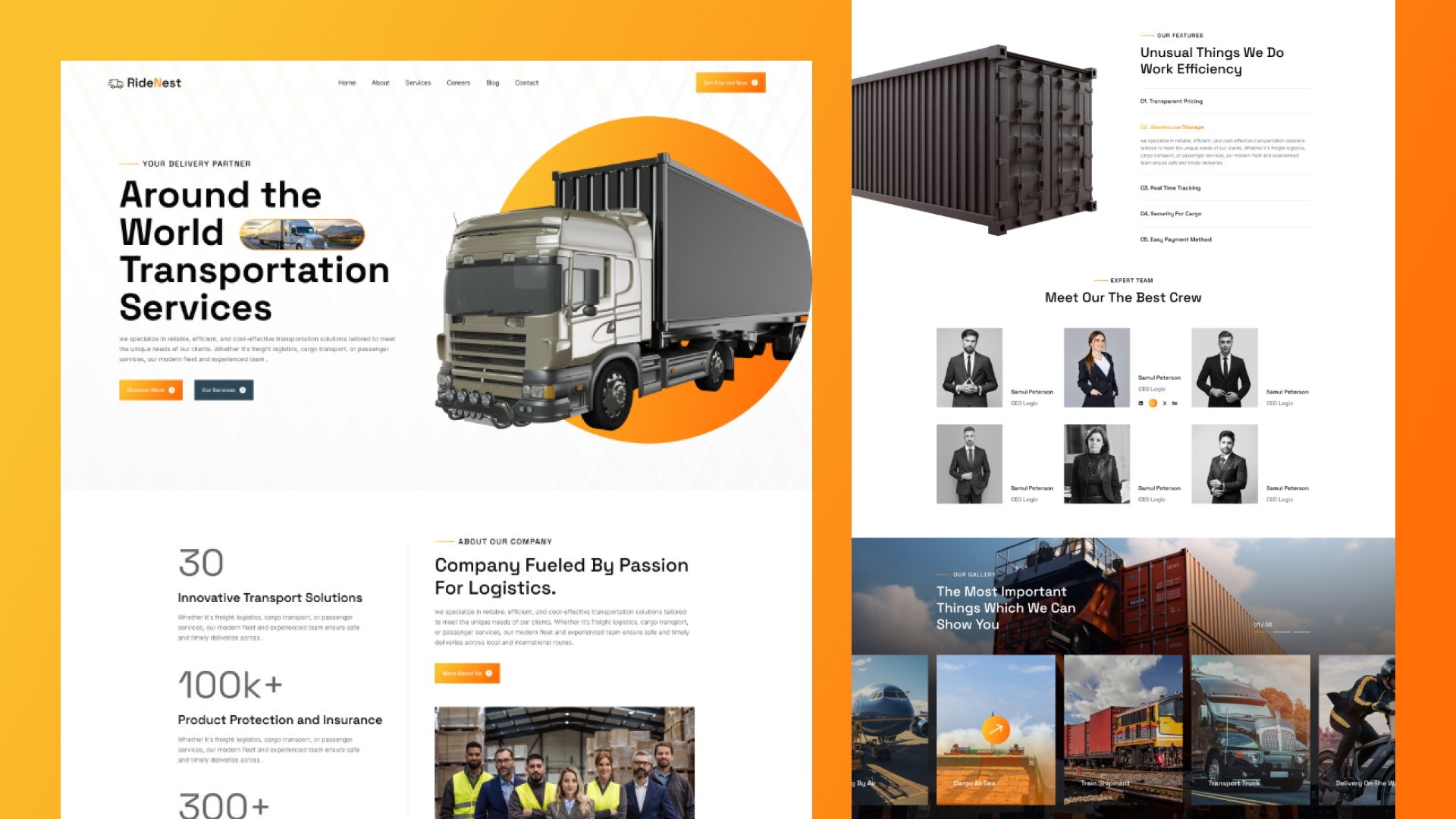 Transport Landing Page's 3d branding logo ui