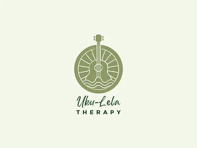Uku-Lela Therapy branding green guitar logo design music therapy peaceful serene therapy tropical ukulele