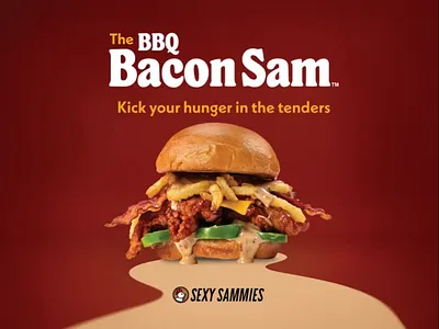 BBQ Bacon Sam bacon barbecue bbq brand branding chicken chicken tenders cowboy fast casual fast food logo restaurant sandwich western