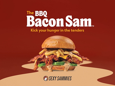 BBQ Bacon Sam bacon barbecue bbq brand branding chicken chicken tenders cowboy fast casual fast food logo restaurant sandwich western