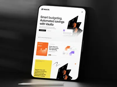 Vaulta : Tablet Dashboard Responsive bank bank website budgeting dashboard dashboard responsive finance website mobile money money web responsive saving tablet tablet responsive transfer ui uiux ux wealth web design website