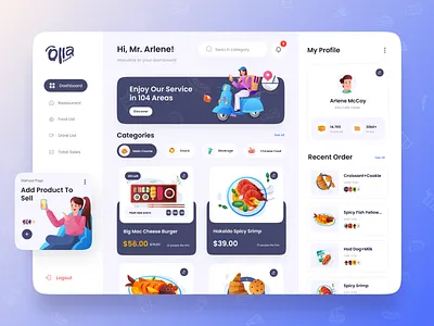 Food Delivery Dashboard dashboard design flat food delivery illustration ui vector web design