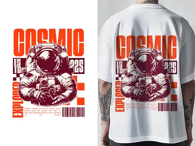 CosmiC Explorer Illustration T-shirt astronout casual clothing cosmic customtshirt design galaxy graphic design illustration space tshirt urban vector