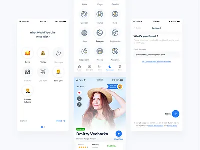 UI/UX Study MI Vidente Application account android app design app ui application astrology card design mi onboarding research tarot ui ui ux design ui kits user flow vector vidente wireframe