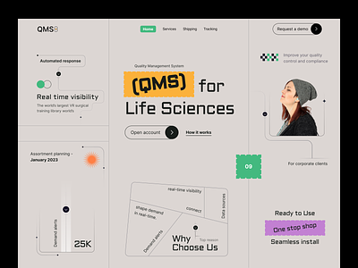 Quality Management system - Web design business solution colorful creative layout data management data science database fancy web landing page minimal color minimal design qms quality quality assurance sushmita mou trendy header 2023 web design website design