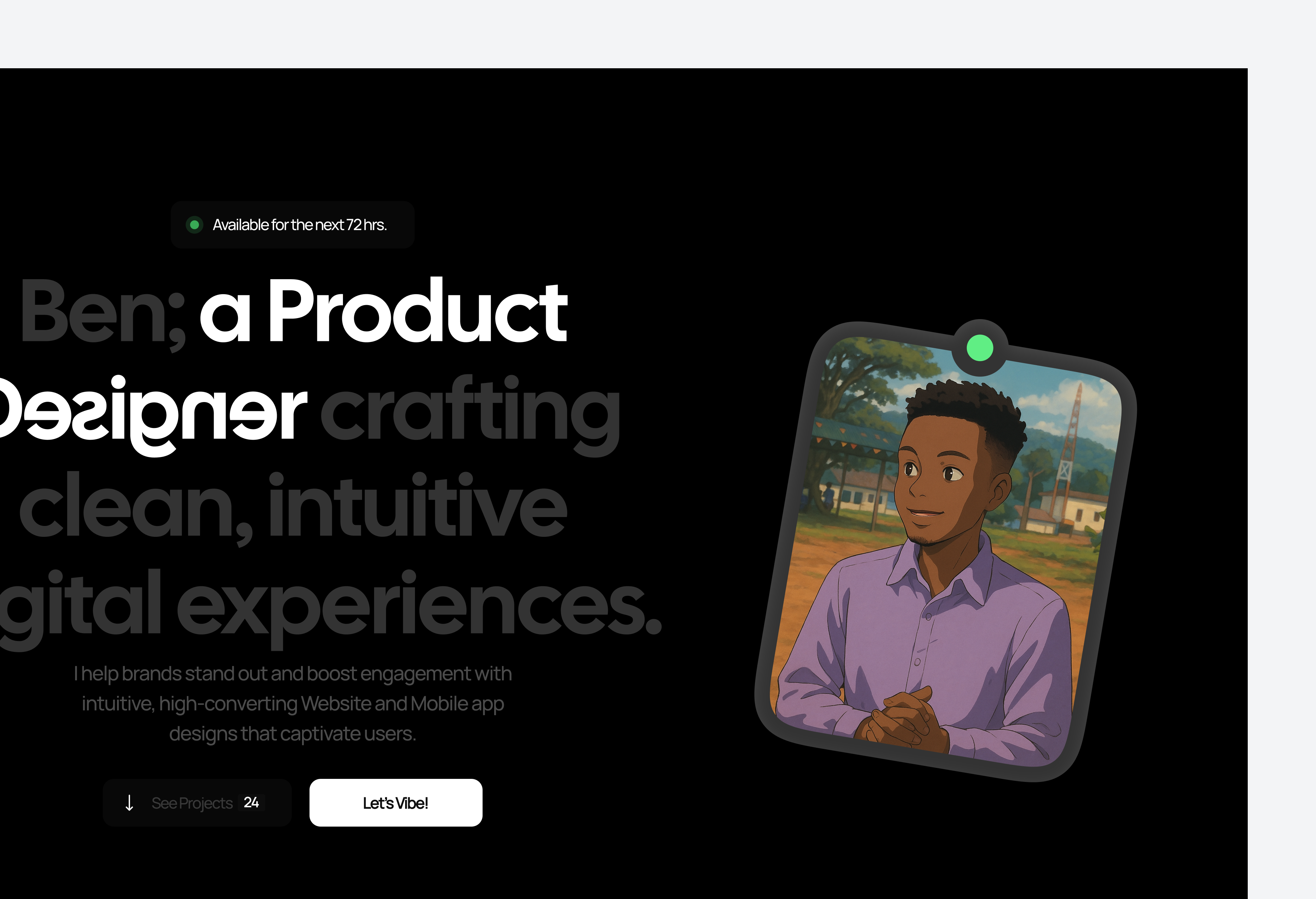 Portfolio Hero Section Iteration figma hero section portfolio uiux website